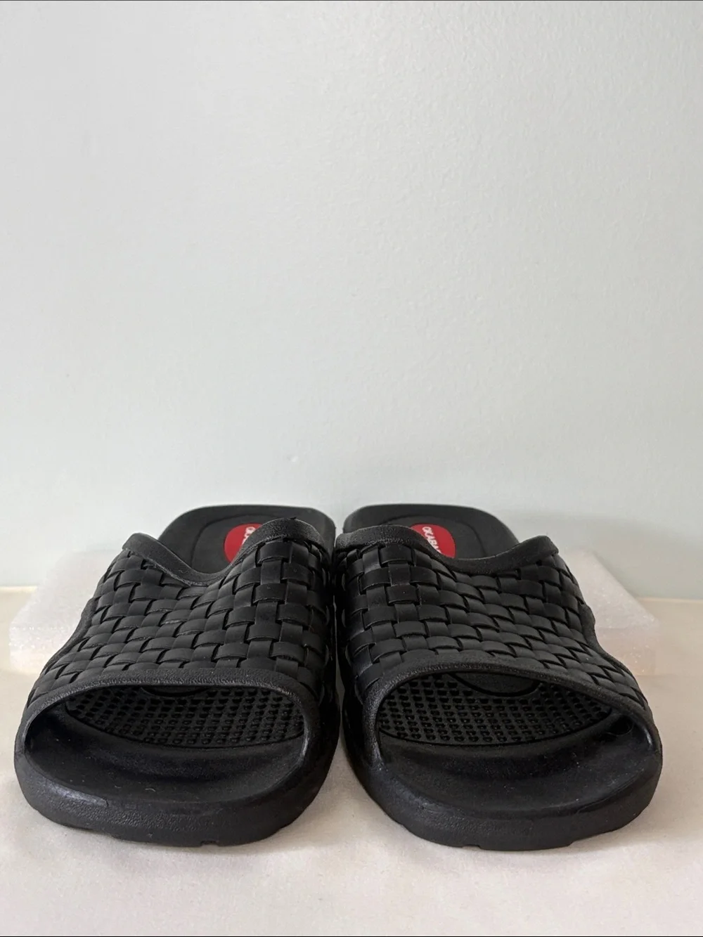 Okabashi Black Rubber Woven Slide Sandals for Men - Slip-On Comfort